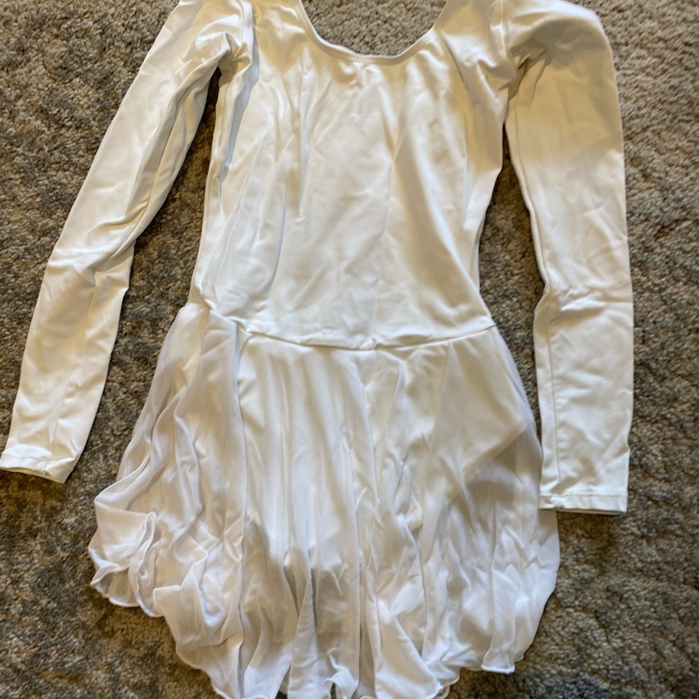 White long sleeve leotard with skirt